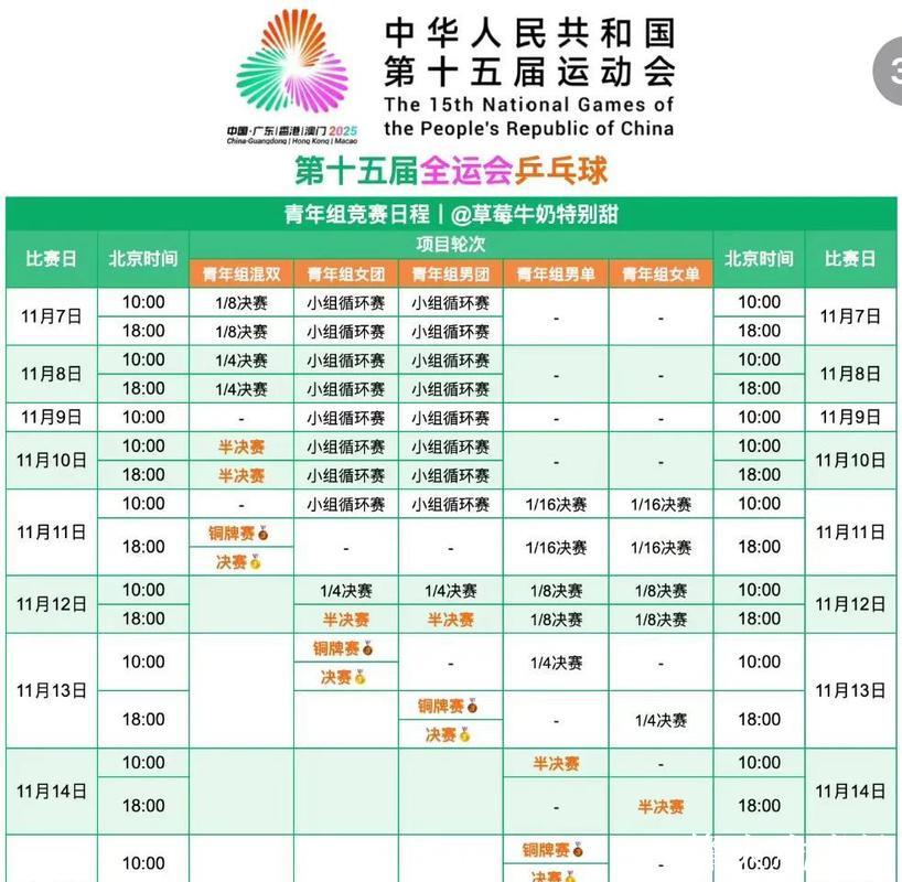 全运会乒乓球成年组单打半决赛赛程确定